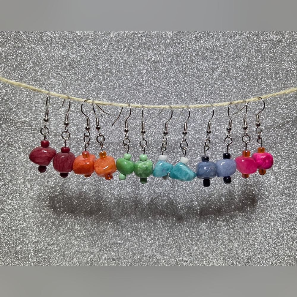 Handmade Crackle Quartz Beaded Earrings